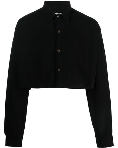 Societe Anonyme Number-embroidered Cropped Shirt - Black