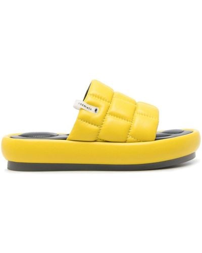 Premiata Quilted Leather Slides - Yellow