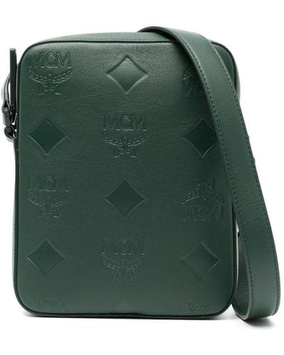 MCM Mini Klassic Monogram Leather Crossbody Bag - Green