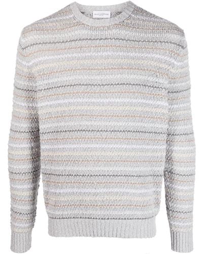 Ballantyne Long-sleeve Bouclé Cotton Sweater - Gray