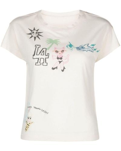 Zadig & Voltaire Gestreiftes Charlotte T-Shirt - Weiß