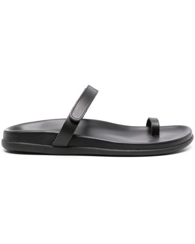 Ancient Greek Sandals Dokos Flat Leather Sandals - Black