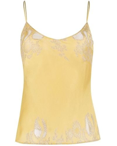 Carine Gilson Lace-panelled Silk Camisole - Yellow