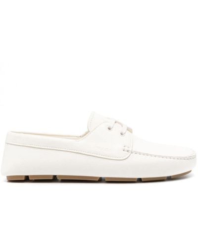 Prada Logo-debossed Boat Shoes - White
