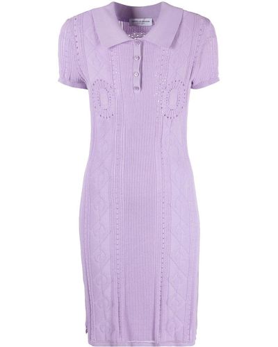 Marine Serre Pointelle-knit Tennis Dress - Purple