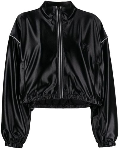 Alexander Wang Logo-embossed Cropped Track Jacket - Black