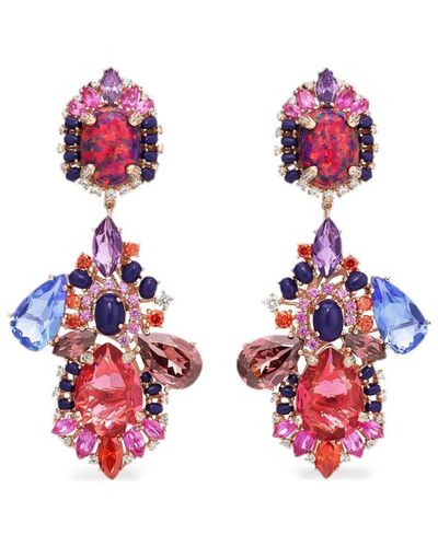 Anabela Chan 18kt Rose Gold Multi-stone Chandelier Earrings - Pink