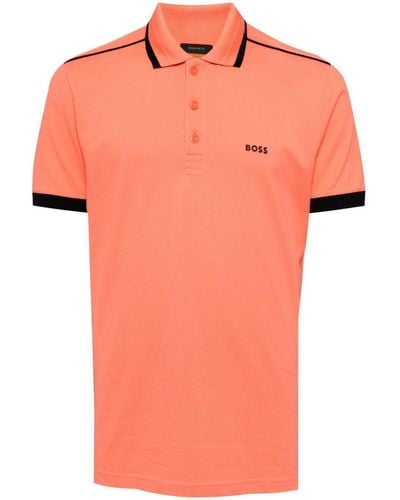 BOSS Logo-print Cotton Polo Shirt - Orange