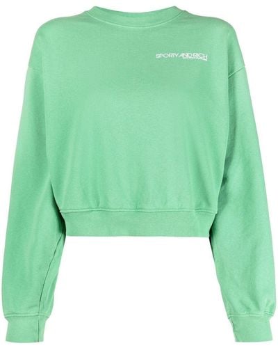 Sporty & Rich Logo-print Long-sleeve Sweatshirt - Green