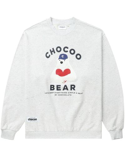 Chocoolate Sweatshirt mit Chocoo Bear-Print - Weiß