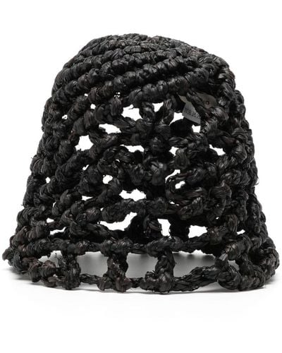 NAMACHEKO Raffia Woven Bucket Hat - Black