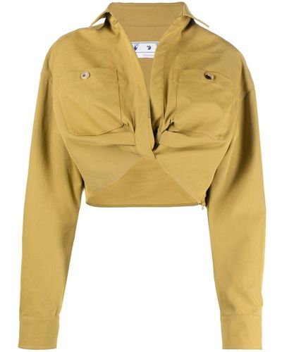 Off-White c/o Virgil Abloh Twist-front Cropped Cargo Shirt - Yellow