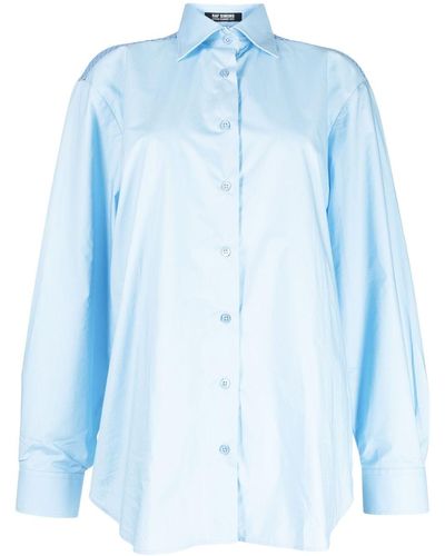 Raf Simons Mesh-panel Cotton-poplin Shirt - Blue