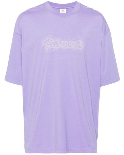 Vetements Stud-embellished Cotton T-shirt - Purple
