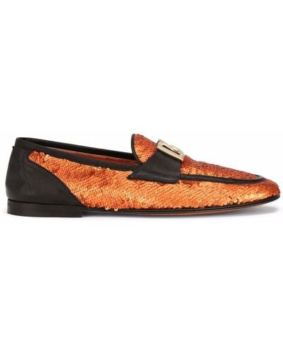 Dolce & Gabbana Ariosto Sequin-embellished Slippers - Orange