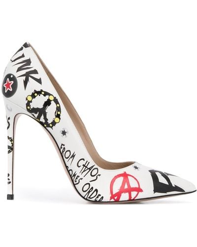 Le Silla Printed Pointed-toe Court Shoes - White