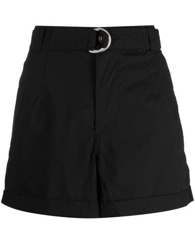 DKNY Belted Cotton Mini Shorts - Black