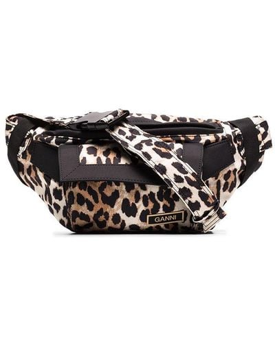 Ganni Leopard-print Belt Bag - Black
