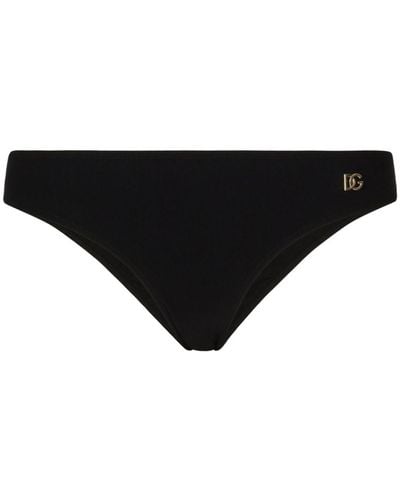 Dolce & Gabbana Slip bikini con placca logo - Nero