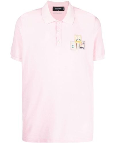 DSquared² Stamp-appliqué Short-sleeve Polo Shirt - Pink