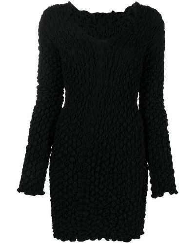 McQ V-neck Knitted Mini Dress - Black
