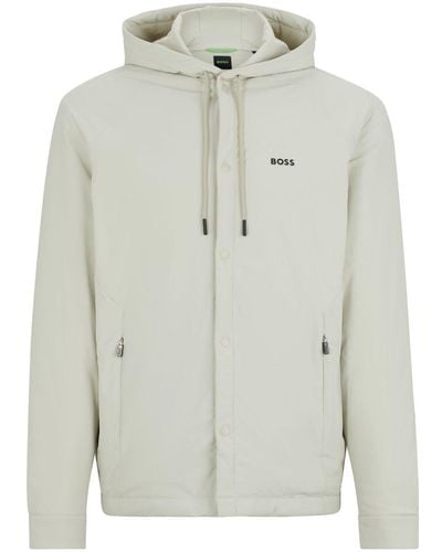 BOSS Logo-print Hooded Jacket - Grey