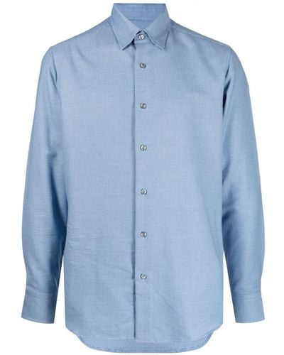 Brioni Long-sleeve Cotton-cashmere Shirt - Blue