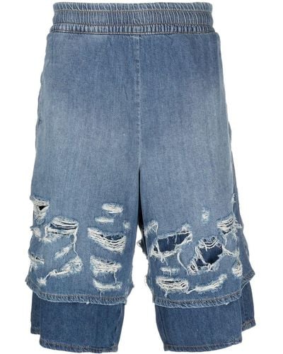 DIESEL Pantalones vaqueros cortos con efecto envejecido - Azul