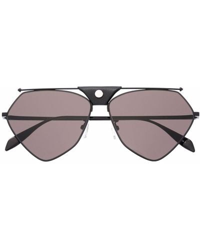 Alexander McQueen Abstract Pilot Frame Sunglasses - Black
