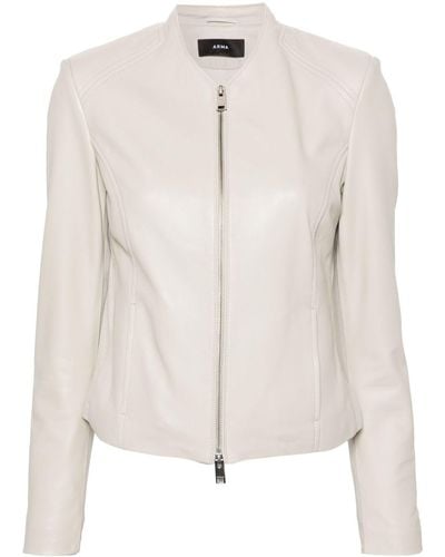Arma Stevie Collarless Leather Jacket - Natural