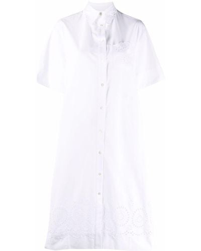 P.A.R.O.S.H. Robe-chemise à broderie anglaise - Blanc