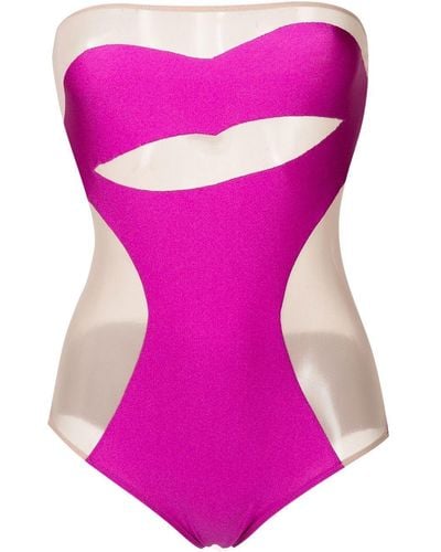 Adriana Degreas Badeanzug mit transparenten Einsätzen - Pink