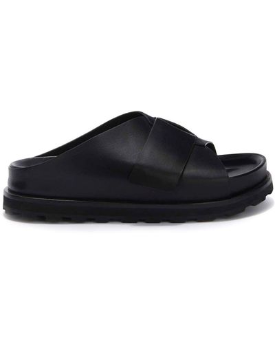Jil Sander Platform Leather Slides - Black