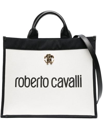 Roberto Cavalli Logo-print Shopper Tote Bag - Black