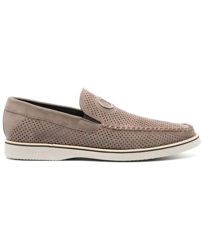 Casadei Perforated Suede Loafers - Gray