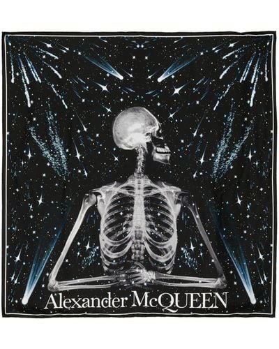 Alexander McQueen Celestial Skeleton シルクスカーフ - ブルー