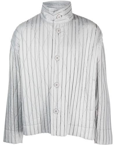 Homme Plissé Issey Miyake Diamond-pattern Shirt Jacket - Grey
