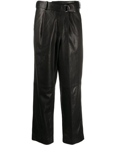 Helmut Lang Pantalon crop à design drapé - Noir