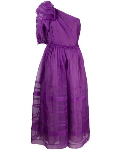 Ulla Johnson Artemis One-shoulder Silk-organza Midi Dress - Purple