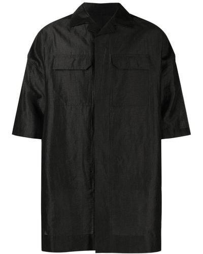 Rick Owens Shimmer-finish Short-sleeved Shirt - Black