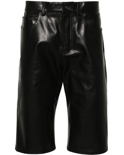 Balenciaga Knee-length Leather Shorts - Black