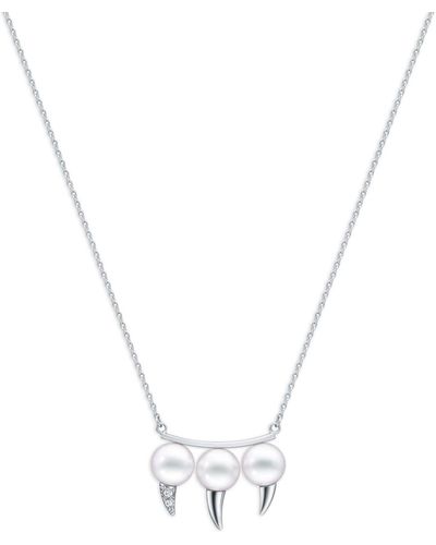 Tasaki 18kt White Gold Collection Line Fang Pearl Necklace - Metallic
