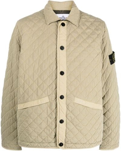 Stone Island Quilted Press-stud Fastening Bomber Jacket - Natural