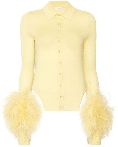 LAPOINTE Feather-trim Buttoned Cardigan - Yellow