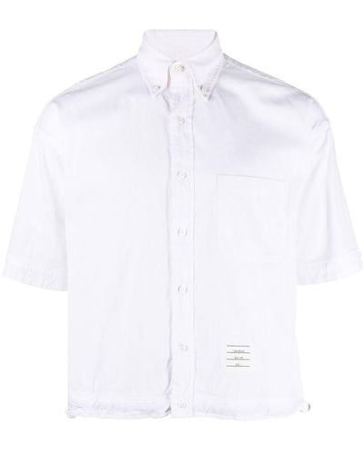 Thom Browne Drawstring short-sleeved shirt - Blanco