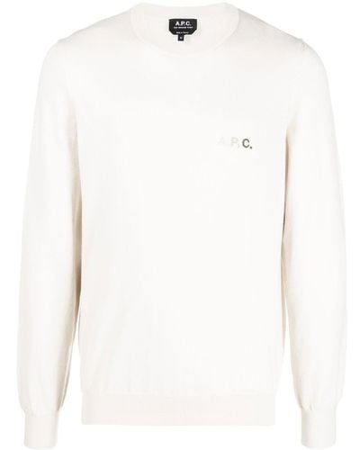 A.P.C. Cotton Crewneck Sweater - White