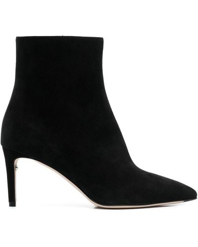 Ferragamo Leather Heel Boots - Black