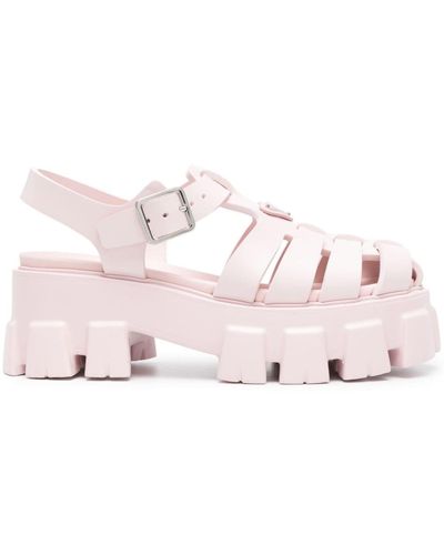 Prada Caged Leather Sandals - Pink