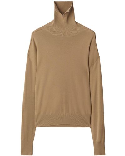 Burberry Roll-neck Wool Sweater - Natural