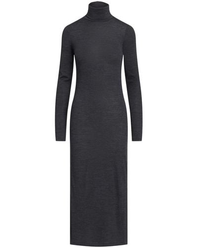 Polo Ralph Lauren High-neck Midi Wool Dress - Black